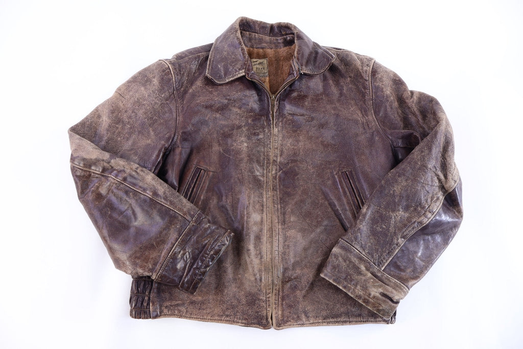 1940’s Timme Alpaca Pile Brown Horse Hide Leather Jacket product image 1