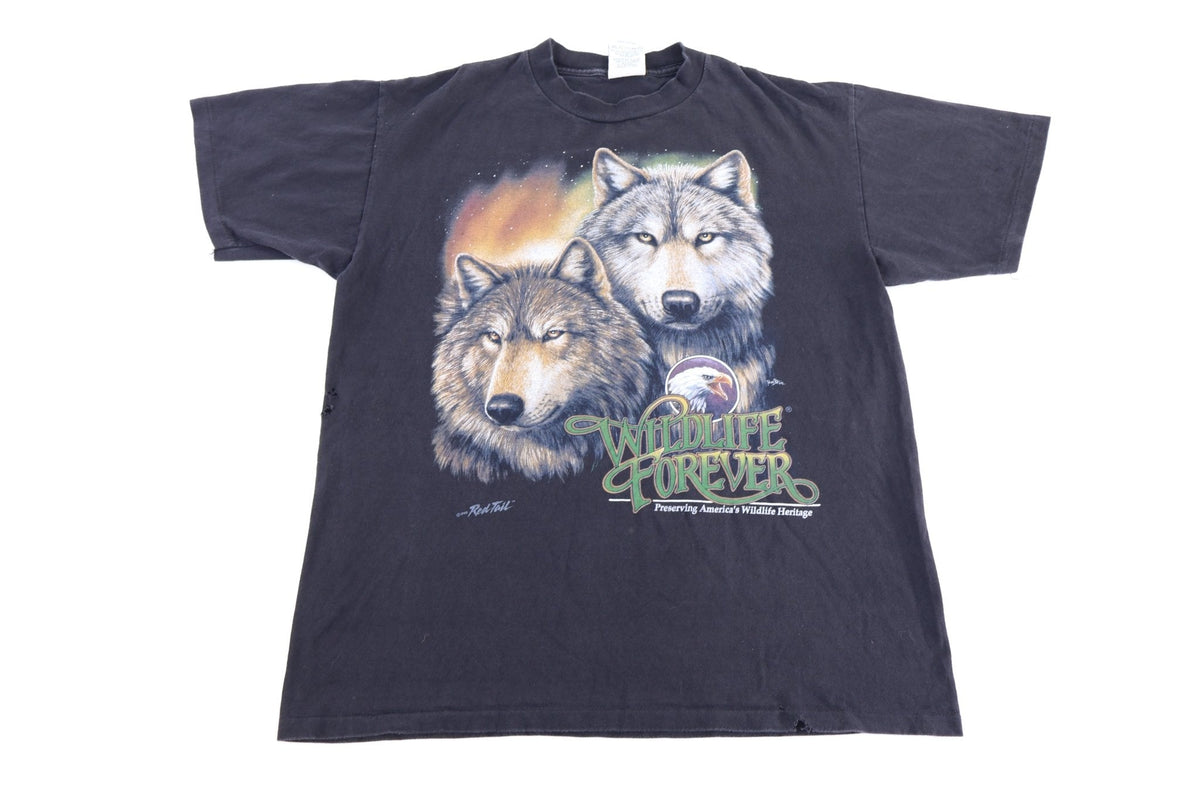 1995 Wildlife Forever Wolves Nature Graphic T-shirt product image 1