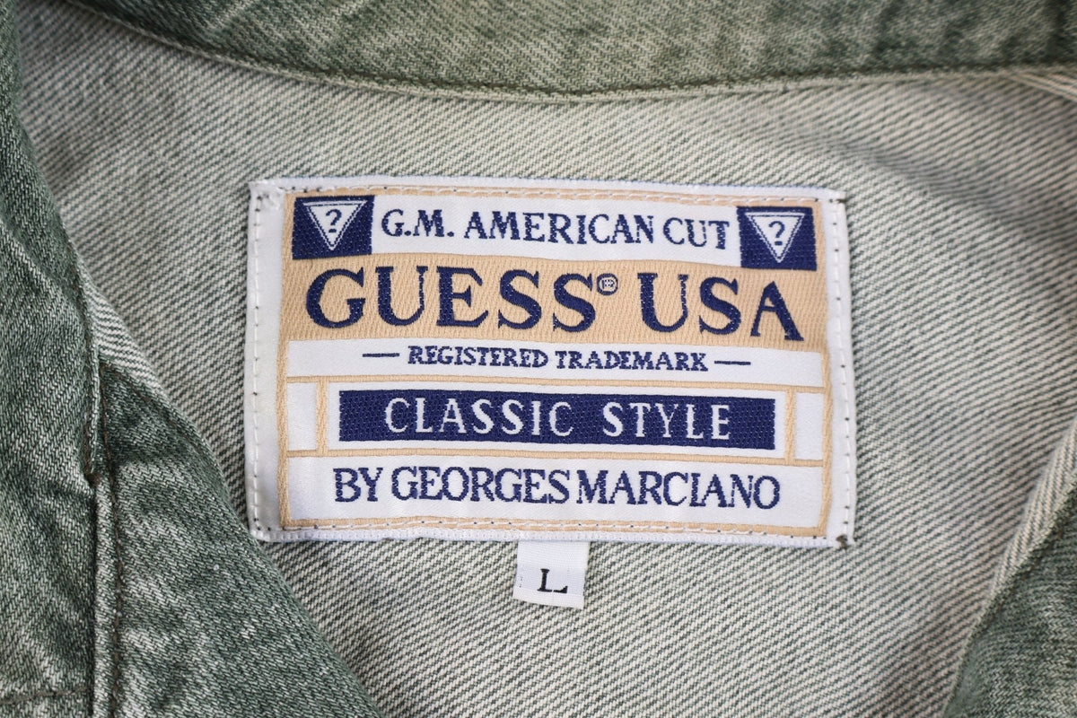 90's GUESS USA Green Denim Jacket product image 3