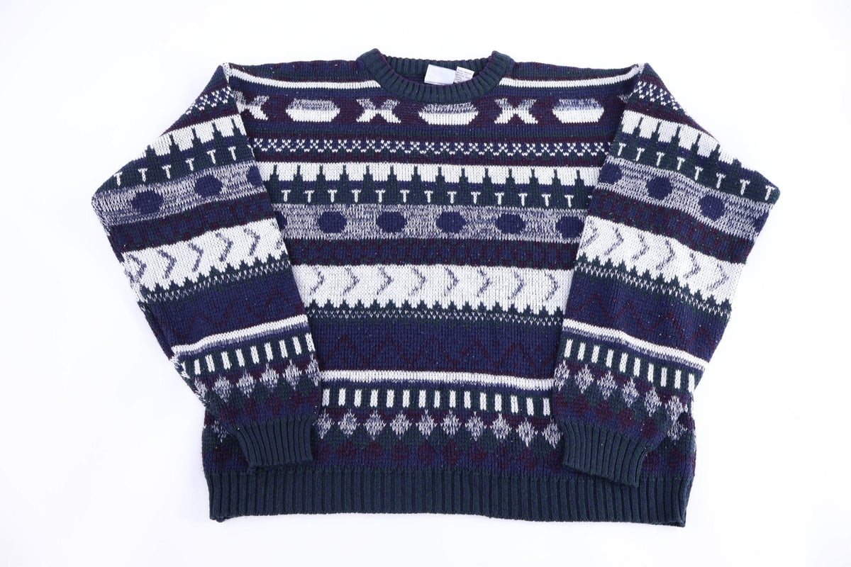 90's Todays New Multipattern Knit Sweater