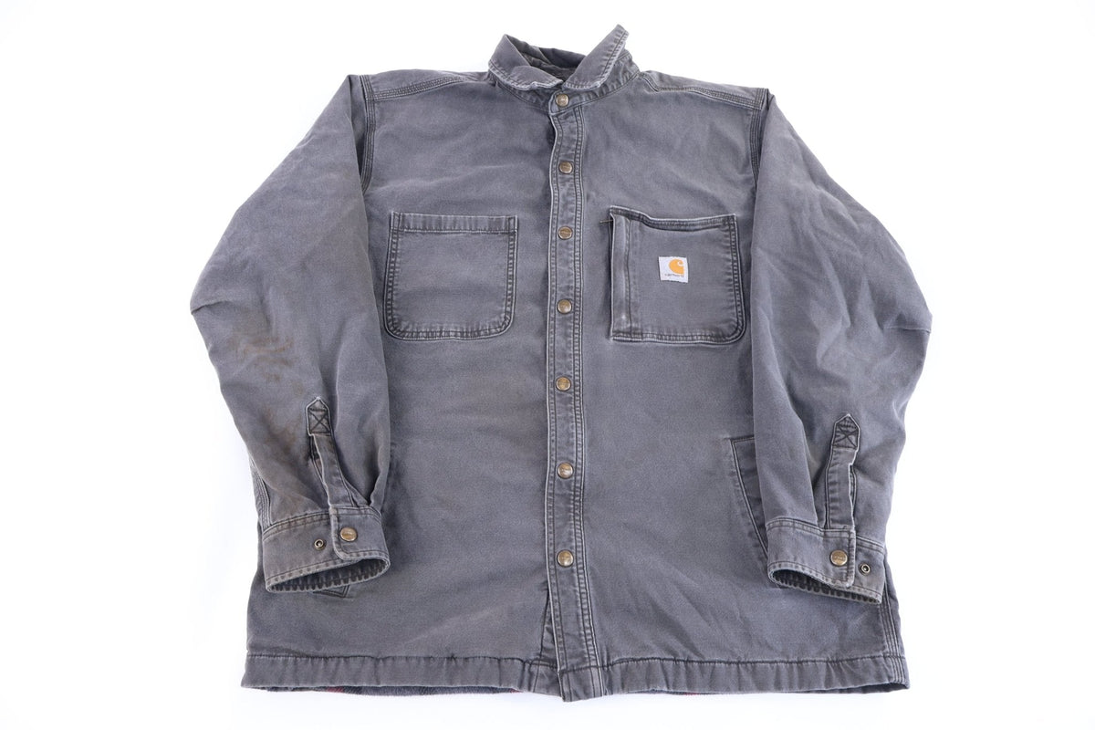 Carhartt Logo Patch Grey LS Button Down