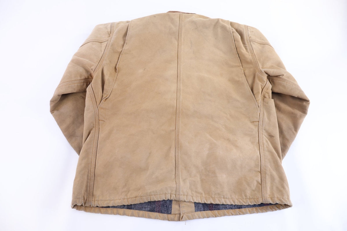 Carhartt Logo Patch Tan Blanket Lined Chore Jacket
