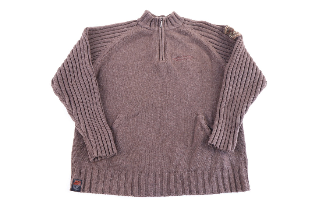 Harley Davidson Motorcycles Brown Quarter Zip Pullover