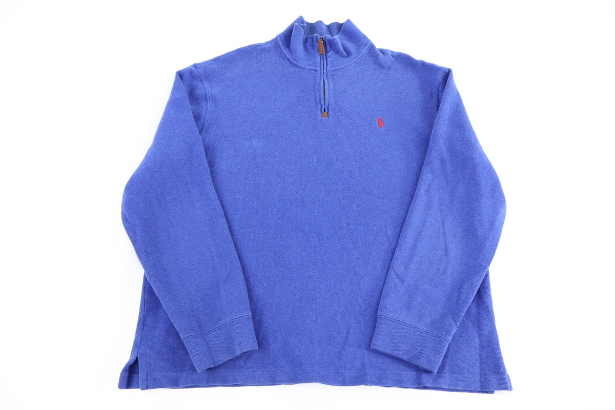 Polo Ralph Lauren Embroidered Logo Blue Quarter Zip Sweater