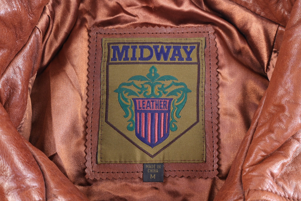 Vintage Midway Dark Brown Full Zip Leather Jacket product image 3