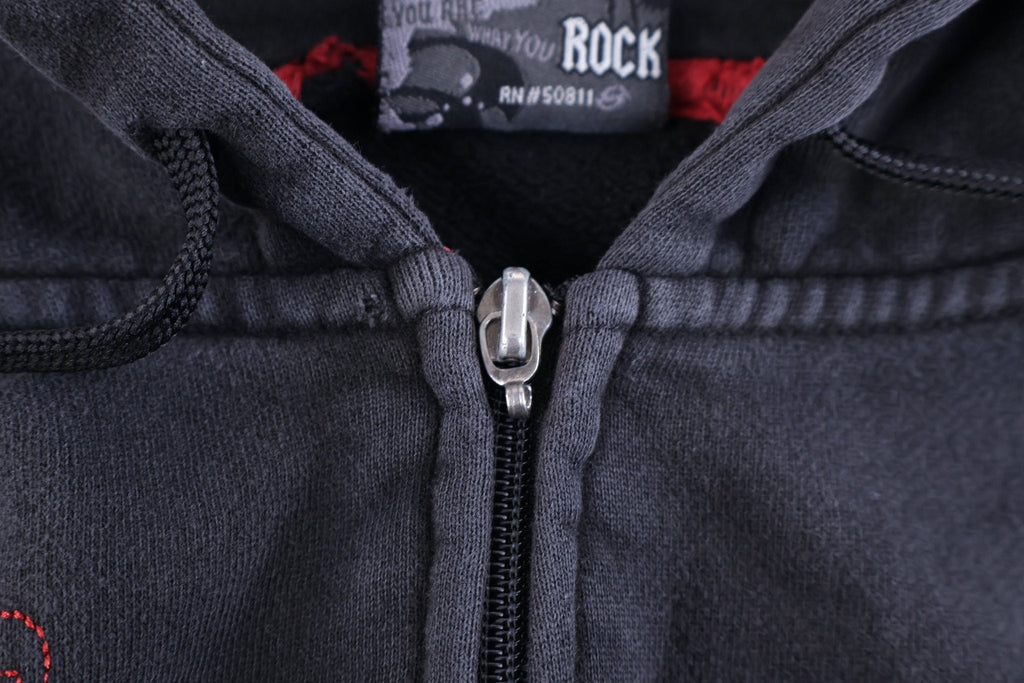 Y2K Anchor Blue Embroidered Black Full Zip Hoodie product image 3